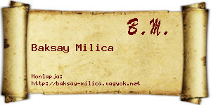 Baksay Milica névjegykártya